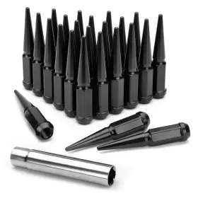Kl4524n055p 1stpower-tech 24pc 4.4 Inch Tall M14x1.5 Solid Spike Lug Nut Key Fit Chevy Silverado Tahoe