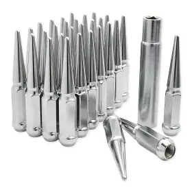 Ds-5296b15-5ch4 50 Caliber Racing Chrome Extra Long Spike Lug Nuts 12x1.5 Civic Accord Lancer Cx-5 Set Of 20