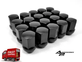 Ap-1709lbk Accessories Plus 24 Pc 2015-2026 Gmc Sierra 1500 Black Wheel Lug Nuts 14mm X 1.50 Part