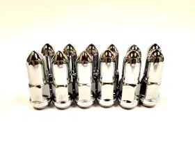 Ap-1909l Accessories Plus 12 Pc 1988-2025 Chevrolet 1500 Chrome Solid Bullet Lug Nuts 14m X 1.50 #1909-lb
