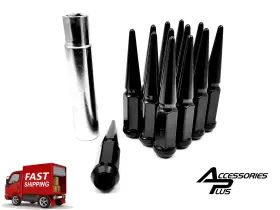 Ap-1904bk-spike Accessories Plus Ap1904bkspike 23 Pc Black Spike Jeep Wrangler Custom Wheel Lug Nuts #