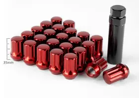Ahlnspl351415r Aodhan Wheels 24 Pcs 14x 1.5mm Red 7 Spline Acorn Lug Nuts Conical Seated 35mm Overall