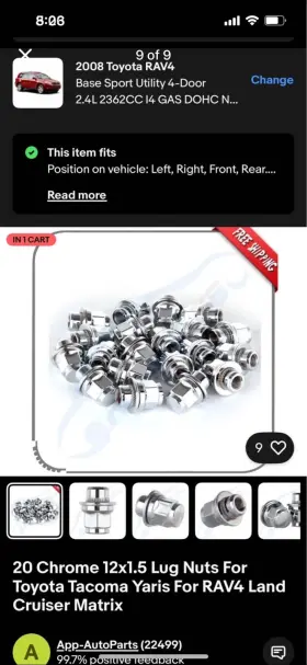 App051471009 App 20 Chrome 12x1.5 Lug Nuts For Toyota Tacoma Yaris Rav4 Land Cruiser Matrix