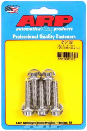 Arp 672036015701 Stainless Steel Bolt Kit 5/16-18 X 1.25 Inch 12-point Head Set Of 5