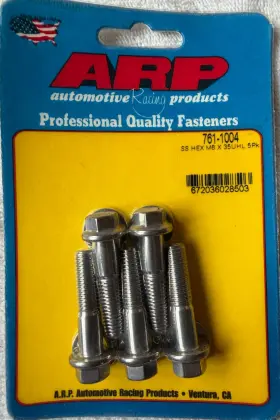 761-11004 Arp New 761-1004 Set Of 5 Polished S/s Bolt Kit - 6pt. 8mm X 35 Uhl