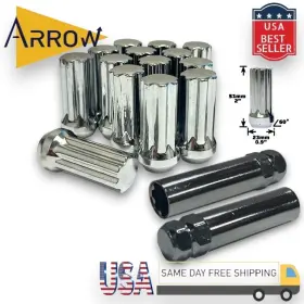 M12x1.5 Arrow 5655dn 20x Chrome 2 Inch 7 Spline Tuner Lug Nuts And Keys Fit Lexus Toyota Scion