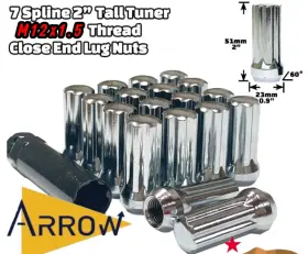 5655dnb Arrow 16 Pcs 2 Inch 12x1.5 Chrome Splined Tuner Racing Lug Nuts Fit Chevrolet/gmc Models