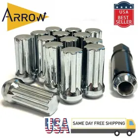 5658dn Arrow 24 Chrome 2 Inch Tall M14x2 Tuner Spline Lug Nut Fit Ford F150/navigator/expedition