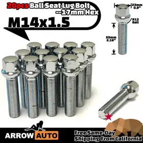 8-12mmspacer Arrow Bs2069/55 24pc Chrome 14x1.5 Lug Bolt 55mm Fit Mercedes Amg Model Stockrim With