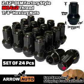F5458b Arrow 24 Black Ford Oem Factory Lug Nut Replacement For 14x2 F150-expedition-navigator