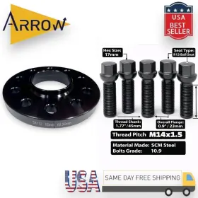 M14x1.5 Arrow Hcs5112 Mercedes Stock Oem Wheels Wheel Spacer 5x112mm C.b 66.56mm And Black Bolt