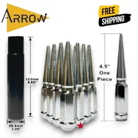M12x1.5 Arrow Sp5455 20 Chrome 4.5 Inch Tall Spikes Lug Nut Key Fit Chevrolet/gmc Models And More