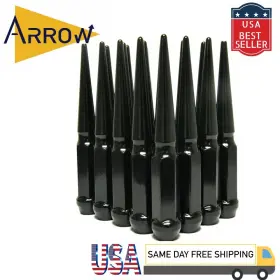Spt5451b Arrow 20pcs 6 Inch Extra Tall Black 9/16-18 Spike Lug Nuts Key Fit Dodge Dakota Durango