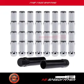 Ass11227005 Asspeedfather 32 Pcs Fits 1988-2011 Ford Ram With 2 Keys 7 Splines Wheel Lug Nuts Chrome 9/16-18