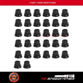 Ass13127305 Asspeedfather 32 Piece Thread 14x1.5mm Black Wheel Lugs Nuts Fits 2003-2009 Ford F-250