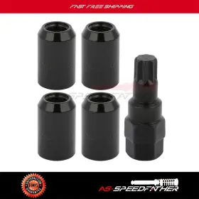 Ass13127605 Asspeedfather 4 Wheel Locks And 1 Key M12x1.5 Black For Acura Nsx Rsx Mdx Tlx Honda Civic