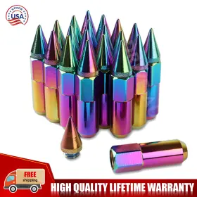 Ys550al-neo Auto-part-racing-zoon 20 Pc M12x1.5 Spiked Nuts For Rims Aluminum Extended Tuner Lug Nut Neo Chrome