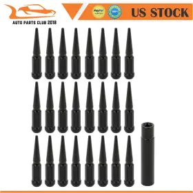 Autopartsclub2018 Apc131322001 24 Black 14x2 Lug Nuts 1 Key For Ford F-250 F-350 Super Duty Lincoln Navigator