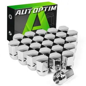 M14x1.5 Autoptim Lnap080 Lug Nuts Chrome 24pcs 38.5mm 7/8 Hex Ford Ram Chevy Gmc Jeep