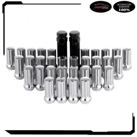 Atd051498 Autoutdoor 32 Pc 2 Tools 7 Spline Inch Tall Chrome Lug Nuts M14x1.5 For Gmc Acadia Yukon