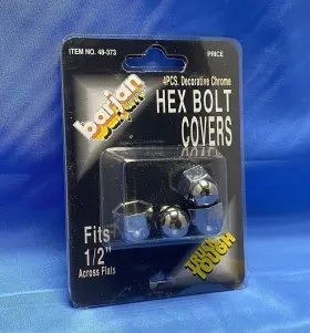 Barjan Products 020126003730 4pc Chrome 1/2 Inch Hex Bolt Covers Acorn Nut Caps Car Truck Motorcycle