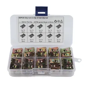 Cxlmx30 Bcsmmcar U-shaped Clips Screws Nuts No.10 Clamps Fasteners 80pcs For Car Automobile Boxed
