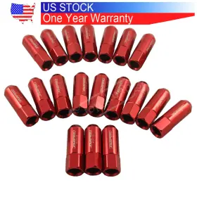 M12x1.25 Bei 713101890233 Jdmspeed Red 60mm Aluminum Tuner Racing Lug Nuts 20pcs Extended Forged