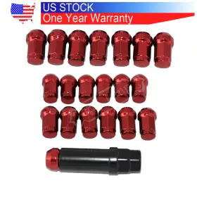 L4rd Bei 12mm X 1.5 For Honda Acura Spline Tuner Lug Nuts Socket Red With Key Lock 20pcs