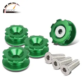 Br-9037-gn-34 Bezt 2 Pair 24mm 11mm Green Aluminum Gear Style Bumper Quick Release Fastener Kit