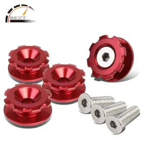 Br-9037-rd-38 Bezt 2 Pair 24mm 11mm Red Aluminum Gear Style Bumper Quick Release Fastener Kit
