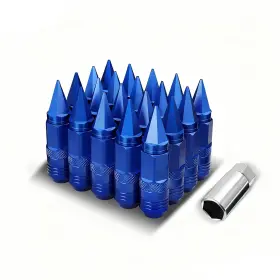 Lgnt-002 Bezt 20pcs M12 X1.25 21mm Od/ 81mm Height Open Closed End Spiky Tall Lug Nuts Blue