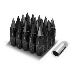 Lgnt-004 Bezt 20pcs M12 X1.5 21mm Od/ 81mm Height Open Closed End Spiky Tall Lug Nuts Black