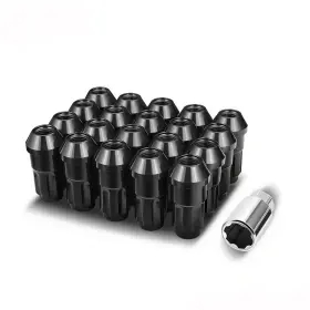 Lgnt-010 Bezt 20pcs Aluminum M12 X 1.5 24mm Od/ 50mm Height Closed End Lug Nuts Set Black