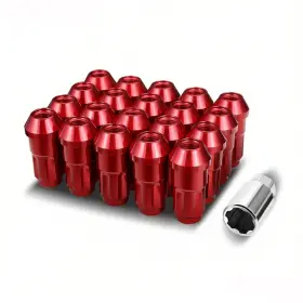 Lgnt-012 Bezt 20pcs Aluminum M12 X 1.5 24mm Od/ 50mm Height Closed End Lug Nuts Set Red