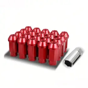 Lgnt-015 Bezt 20pcs M12 X 1.25 24mm Od/ 50mm Height Closed End Lug Nuts Set Red