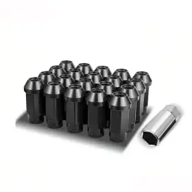 Lgnt-016 Bezt 20pcs Aluminum M12 X 1.5 24mm Od/ 50mm Height Closed End Lug Nuts Set Black