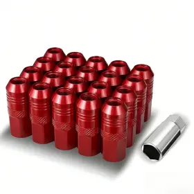 Lgnt-027 Bezt 20pcs Red Engineering M12 X1.25 21mm Od/ 50mm Height Open End Lug Nuts Set