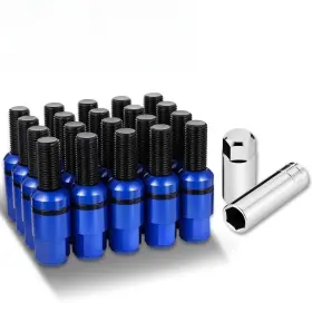 Lgnt-032 Bezt 20pcs Blue Aluminum M14x1.5 23mm Od/ 76mm Hieght Closed End Lug Nuts With Cap