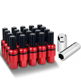 Lgnt-033 Bezt 20pcs Red Aluminum M14x1.5 23mm Od/ 76mm Hieght Closed End Lug Nuts With Cap