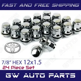 Bw-mlntoyo1215c-24 Bwa 24 Pcs 7/8 Inch Hex Oem Mag Lug Nuts M12x1.5 Chrome 1.81 Long Fits Toyota Tundra