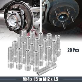 Carpopart 726215380910 20 Pcs M14x1.5 To M12x1.5 50mm Car Wheel Stud For Audi Silver Tone
