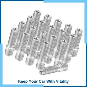 Carpopart 766549776836 Pack 20 Wheels Stud M14x1.5 To M12x1.5 50mm For Audi Silver Tone