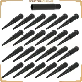 9989373 Carspartsaleclub 24pcs M14x2 Black Spline Spike Lug Nuts 1 Key For Ford Expedition Excursion