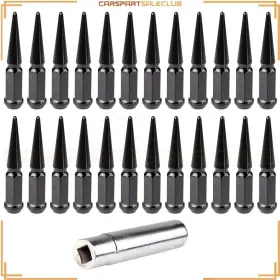 9989776 Carspartsaleclub 24 Pcs Black 14x1.5mm Spike Lug Nuts For Cadillac Escalade