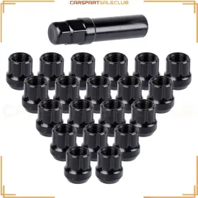 9993592 Carspartsaleclub 20 Pcs 1/2 Inch -20 Black Heat Treated Steel Lug Nuts 1 Key For Ford Explorer