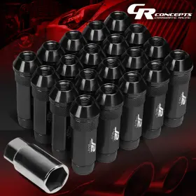 Crc-lnt702615bk Charismatic Racing Concepts J2 M12 X 1.5 7075 Aluminum 25mm Od/70mm 20pcs Open End Lug Nut Set With Key Black
