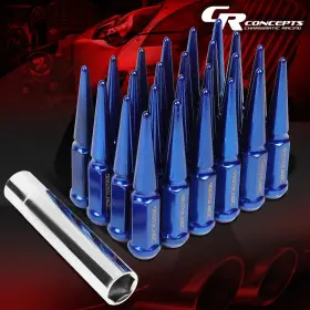 Crc-lnztl9056bl Charismatic Racing Concepts Jdm M14 X 1.5 23mm Od /112mm Tall 24pcs Close End Lug Nuts Set With Adapter Blue