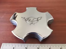 Bc-297 Chevrolet Corvette Embedded Flag Emblem Wheel Rim Chrome Center Cap