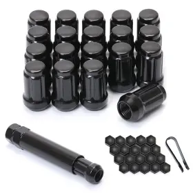 M12x1.25 Chnewauto 761312398178 Lug Nuts 12x1.25 Black 6 Spline Anti Theft 1.38 Inch L
