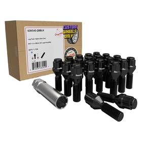 Coyote Accessories 63k545-28blk For Mini Cooper 02-06 Black Cone Seat Spline Bolt Lug Wheel Installation Kit